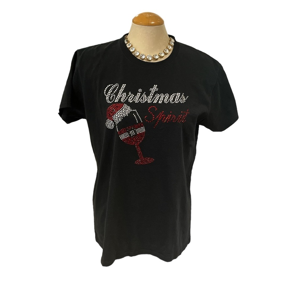 'Christmas Spirit 'Tee Shirt Size Large Bling 100% Cotton **READ - Picture 6 of 10